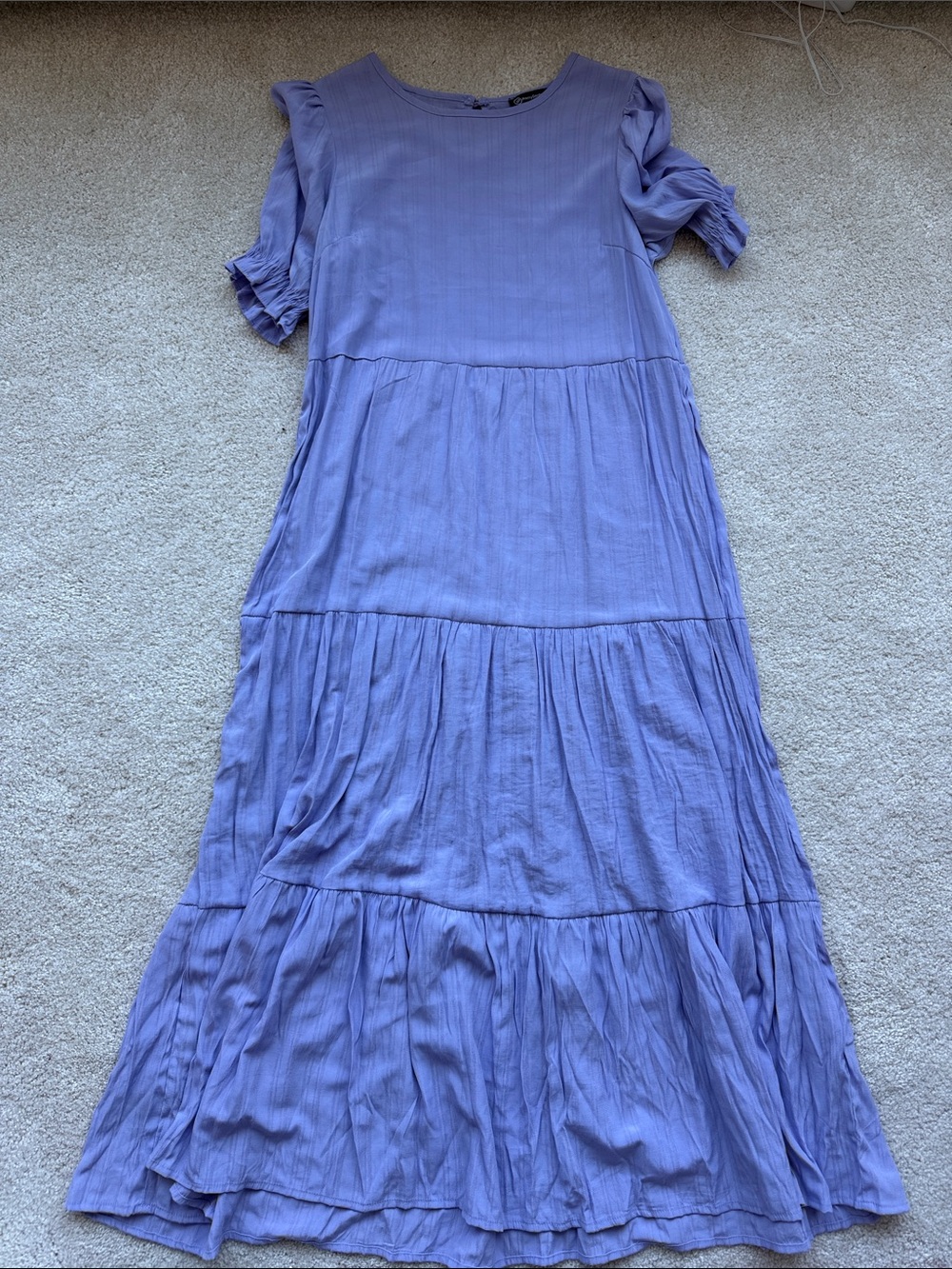 Tiered Lavender Maxi Dress with Short Sleeves